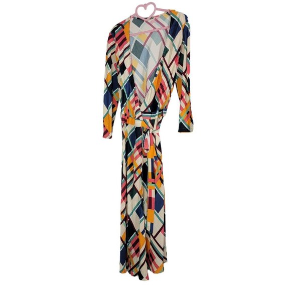 AVAVAV Dresses & Skirts - AVAVAV Firenze Colorblock Wrap Dress Midi Rainbow V Neck Italy Size Large